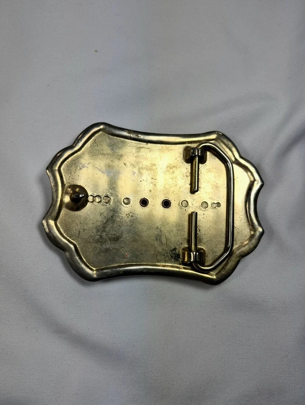 Vintage Western Abalone Shell Inlay Floral Belt Buckle Two Tone Cowboy Cowgirl